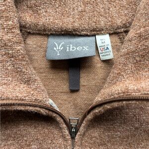 Ibex Tan Wool Zip-Up Sweater Jacket